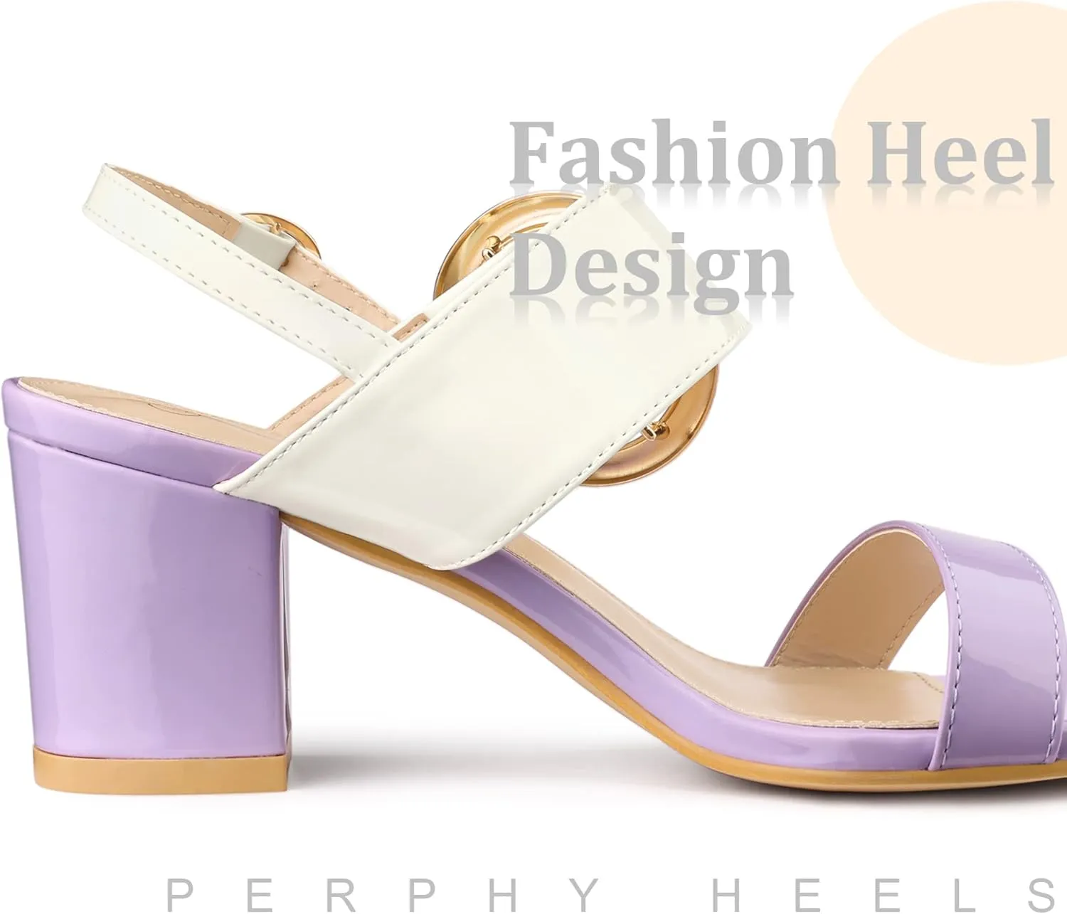 Perphy Slingback Buckle Two Straps Chunky Heel Sandals for Women