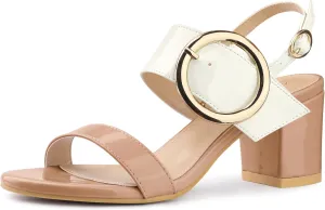 Perphy Slingback Buckle Two Straps Chunky Heel Sandals for Women