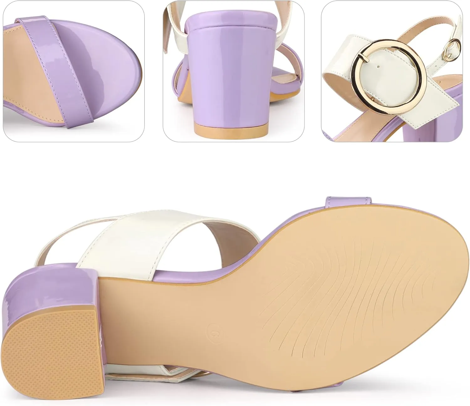 Perphy Slingback Buckle Two Straps Chunky Heel Sandals for Women