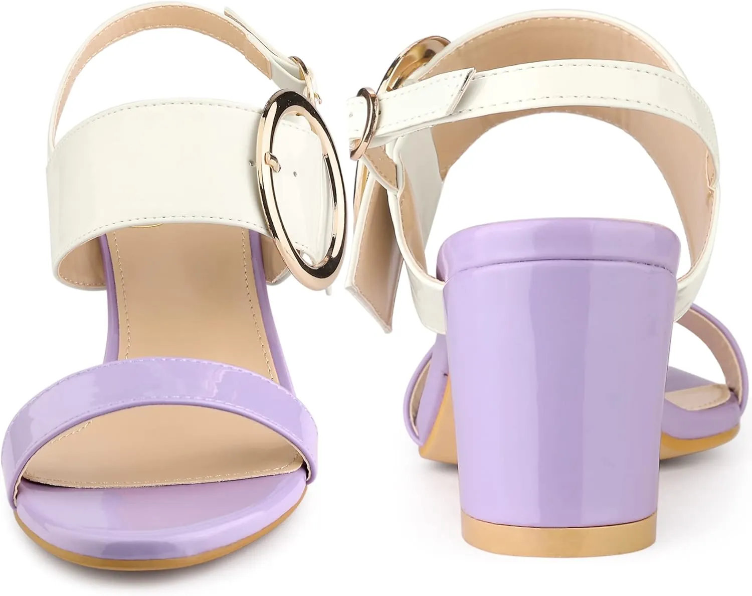 Perphy Slingback Buckle Two Straps Chunky Heel Sandals for Women