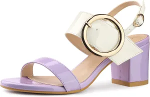 Perphy Slingback Buckle Two Straps Chunky Heel Sandals for Women