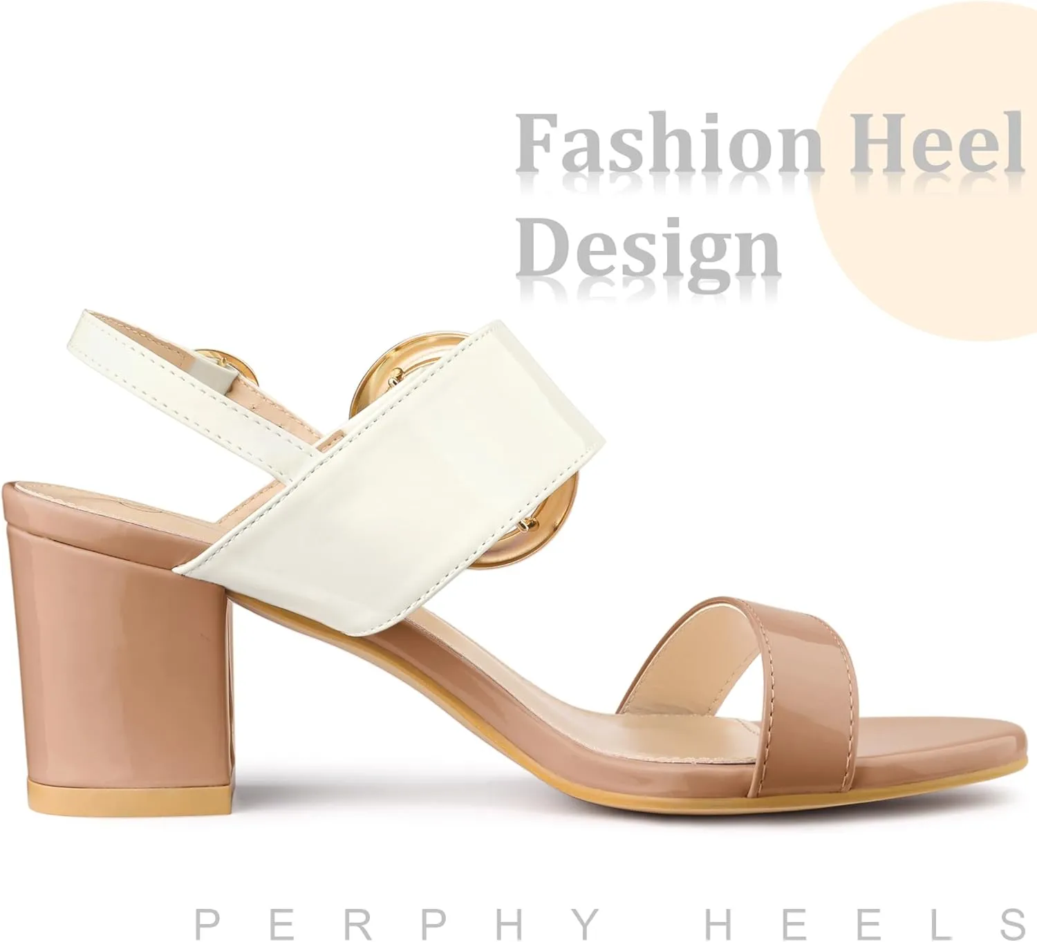 Perphy Slingback Buckle Two Straps Chunky Heel Sandals for Women