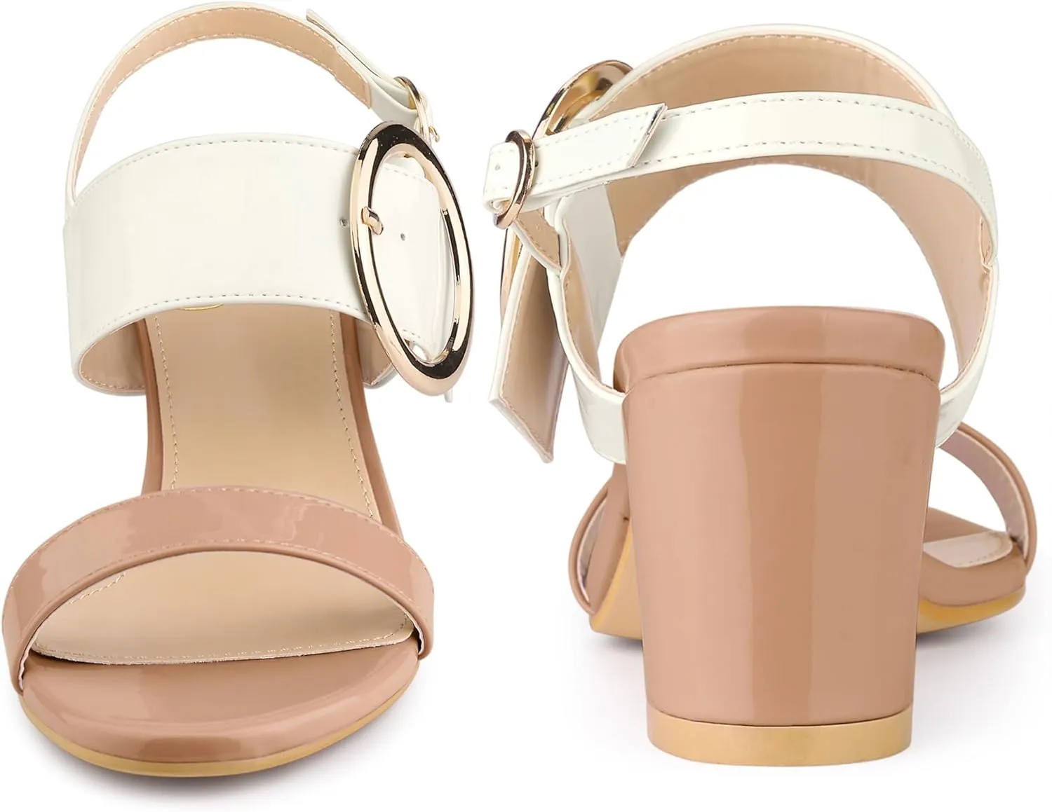 Perphy Slingback Buckle Two Straps Chunky Heel Sandals for Women