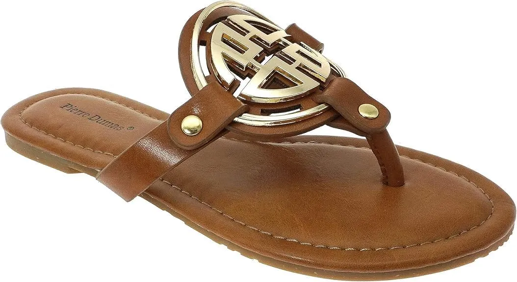 Pierre Dumas Women's Colored Flat Sandals 8.5 Limit-24 by PD New Tan PU 11
