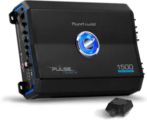 Planet Audio PL1500.1M Monoblock Car Amplifier - 1500 Watts, 2/4 Ohm Stable, Class A/B, Mosfet Power Supply