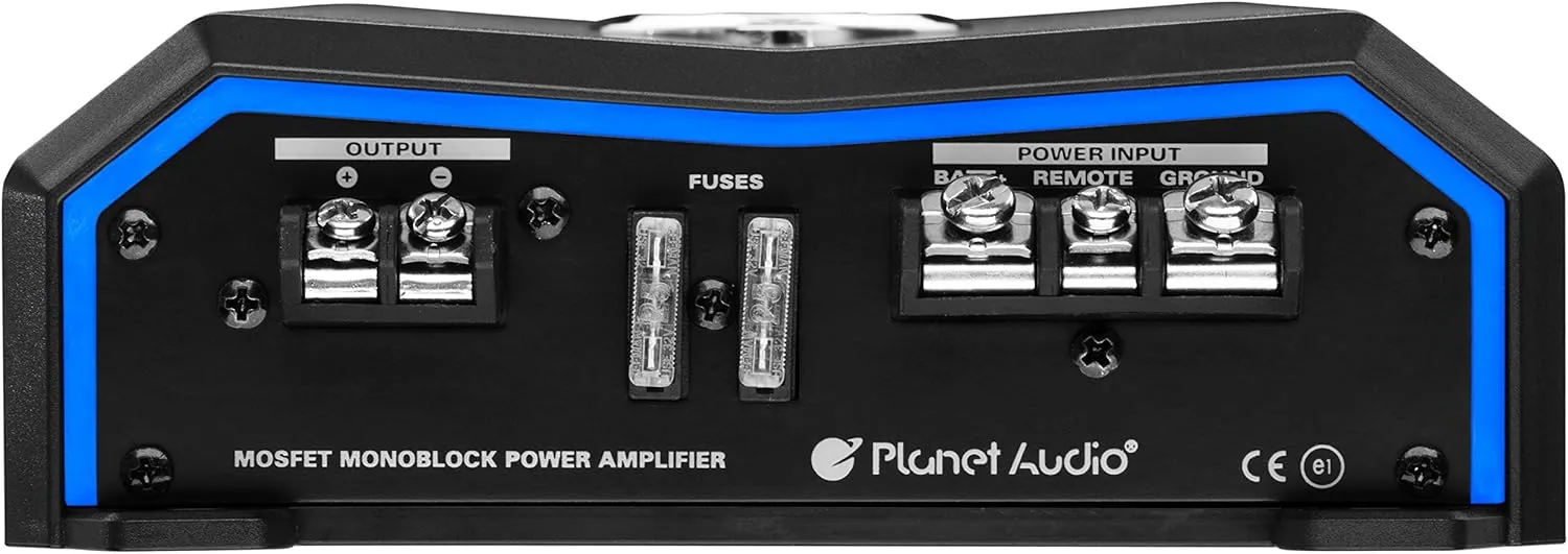 Planet Audio PL2000.1M Monoblock Car Amplifier - 2000 High Output, Low/High Level Inputs, Low Pass Crossover, MOSFET, Hook Up to Subwoofer for Bass