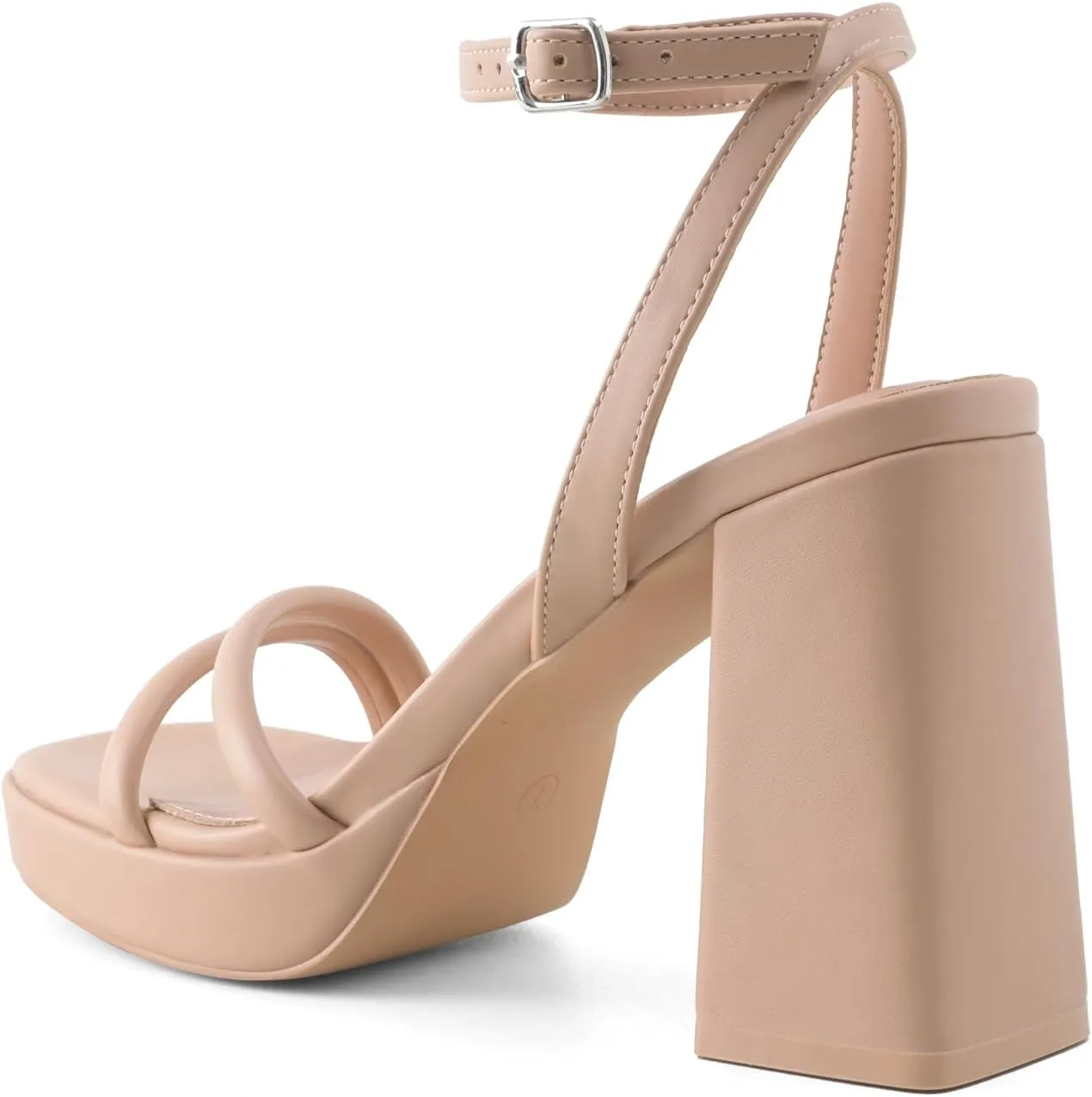 Platform Heels for Women Block Chunky Strappy Heels Square Toe Ankle Buckle Sandals