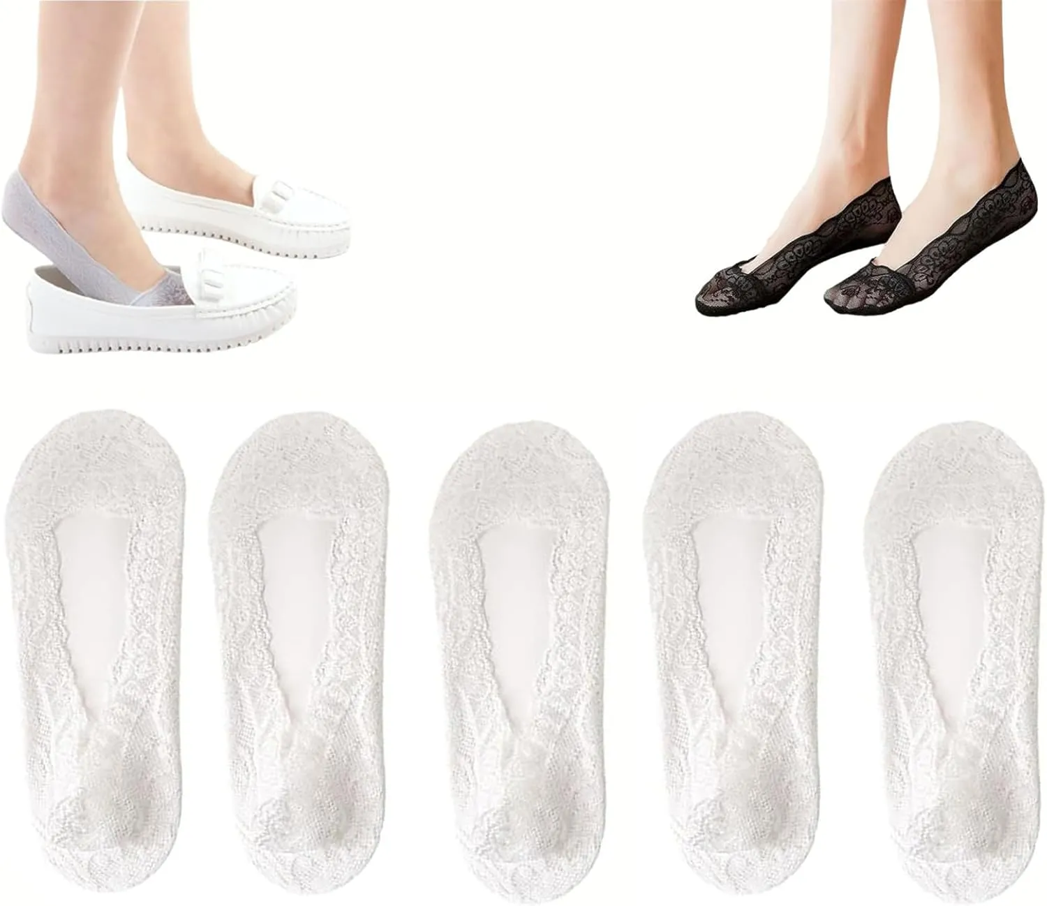 Pleteffect Socks, Mesh Lace No Show Liner Socks for Women, Breathable Non-slip Liner Boat