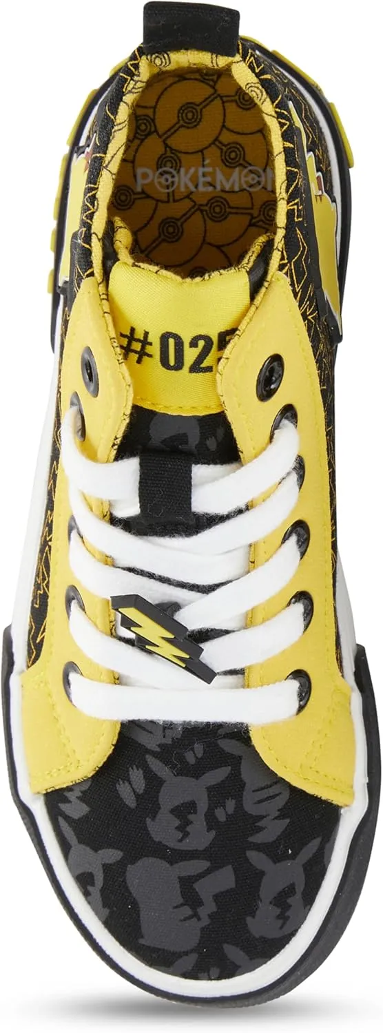Pokemon Boys Pikachu Athletic Sneakers - Boys Pikachu High Top Shoes - Pikachu Charmander Bulbasaur High Top Lace Up Sneakers