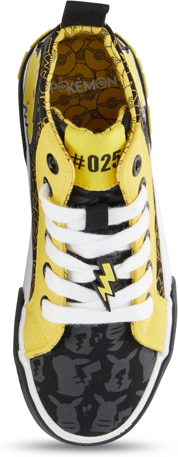 Pokemon Boys Pikachu Athletic Sneakers - Boys Pikachu High Top Shoes - Pikachu Charmander Bulbasaur High Top Lace Up Sneakers