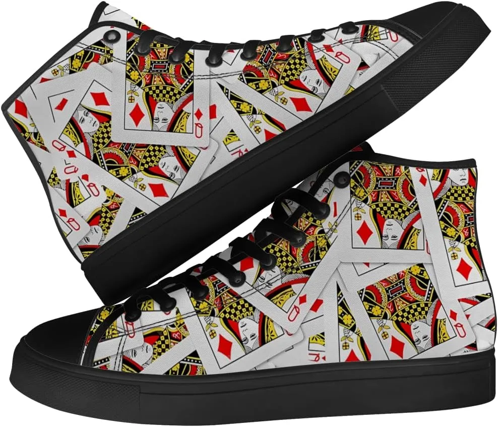Poker High Top Canvas Shoes Playing Cards High Top Sneakers Lace Up Casual Shoes Gifts for Men Women