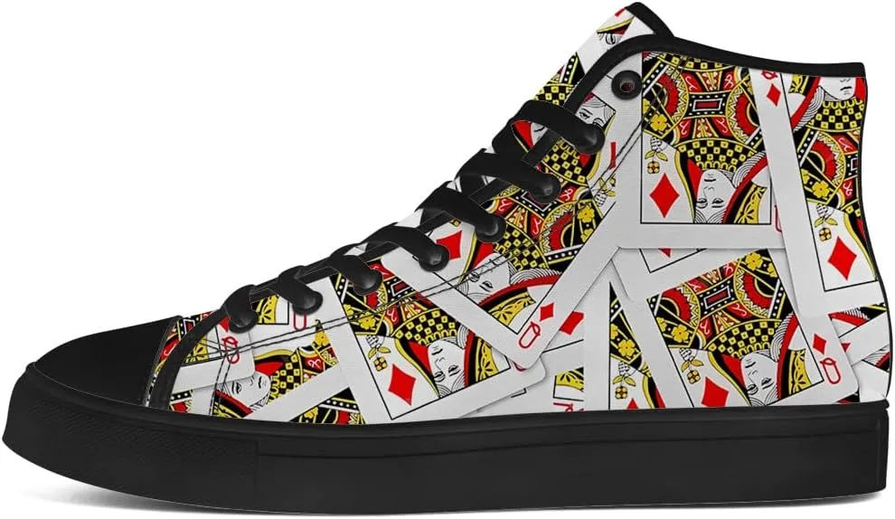 Poker High Top Canvas Shoes Playing Cards High Top Sneakers Lace Up Casual Shoes Gifts for Men Women