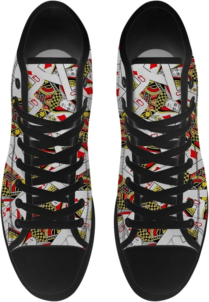 Poker High Top Canvas Shoes Playing Cards High Top Sneakers Lace Up Casual Shoes Gifts for Men Women