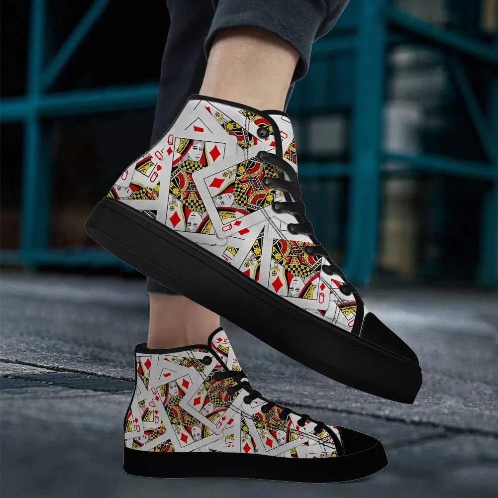 Poker High Top Canvas Shoes Playing Cards High Top Sneakers Lace Up Casual Shoes Gifts for Men Women