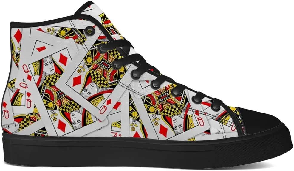 Poker High Top Canvas Shoes Playing Cards High Top Sneakers Lace Up Casual Shoes Gifts for Men Women