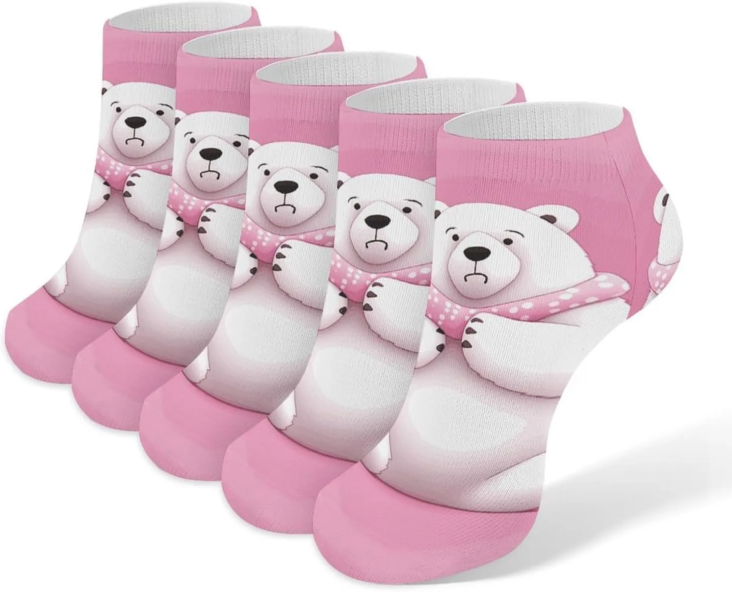 Polar Bear Ankle Socks for Men & Women, 5 Pairs Breathable Soft Low Cut Socks, Stretch Sweat Wicking Sox