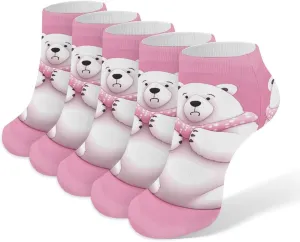 Polar Bear Ankle Socks for Men & Women, 5 Pairs Breathable Soft Low Cut Socks, Stretch Sweat Wicking Sox