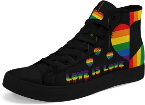 Pride Month High Top Canvas Sneakers Rainbow Lace Up Shoes for Men & Women Breathable Walking Footwear LGBTQ Gift