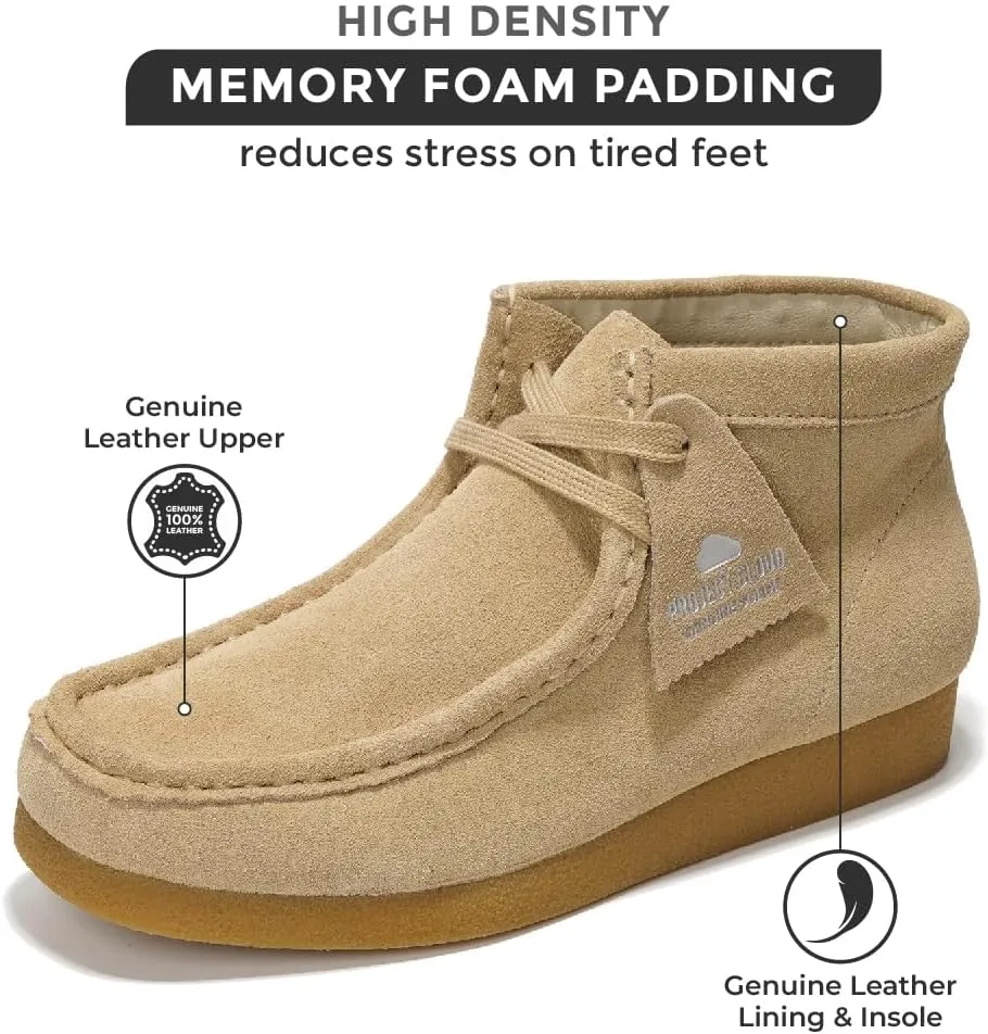 Project Cloud Genuine Leather Ankle Boots for Women - Lightweight & Non Slip Womens Shoes - Memory Foam Insole Chukka Boots - Water Resistant Fashion Shoes for Women 2025 (Wally Boot)