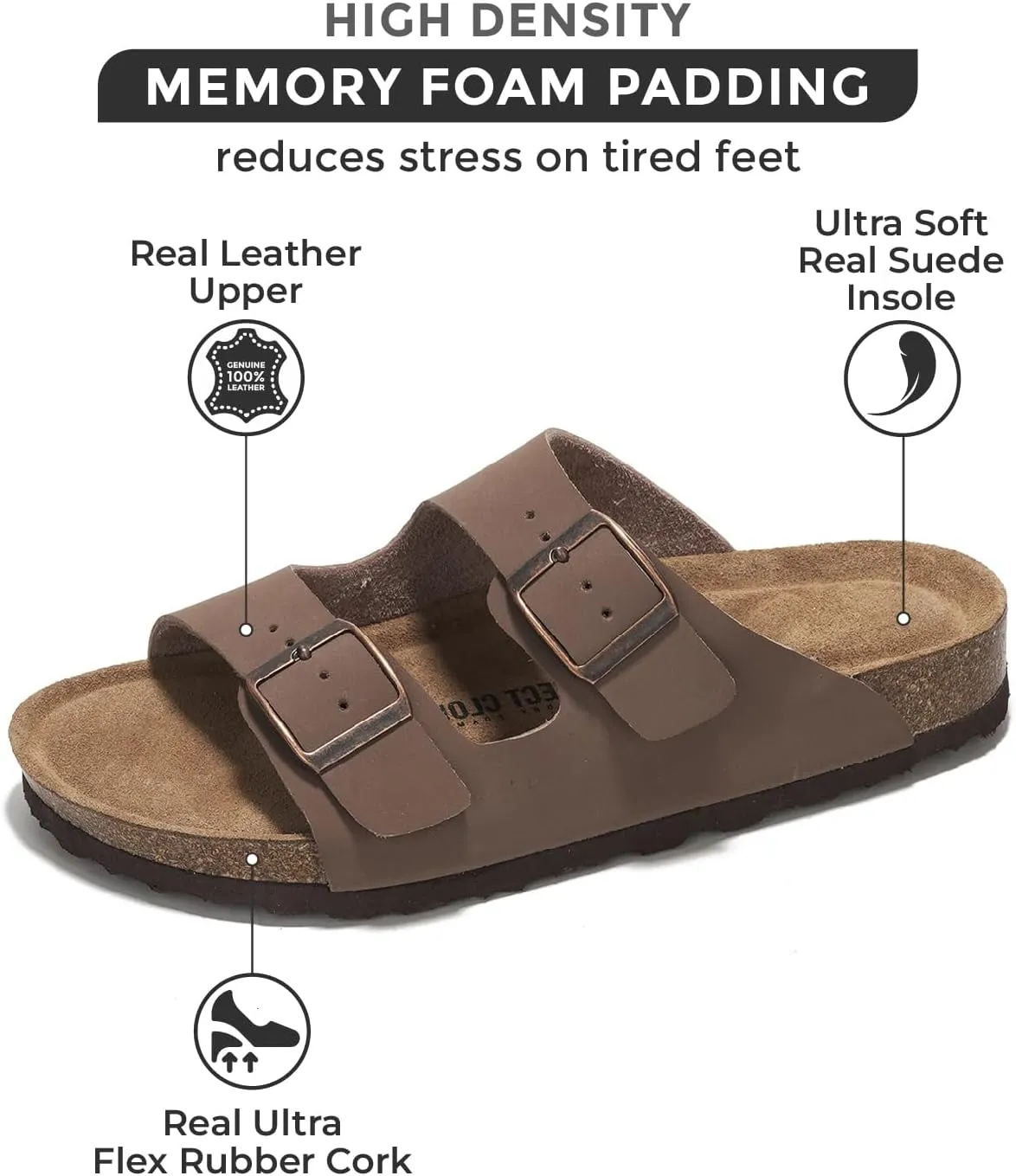 Project Cloud Genuine Leather Flat Sandals Women 2025 Beach Essentials Womens Sandals Memory Foam Vacation Essentials Slides for Women Footwear (Venita)