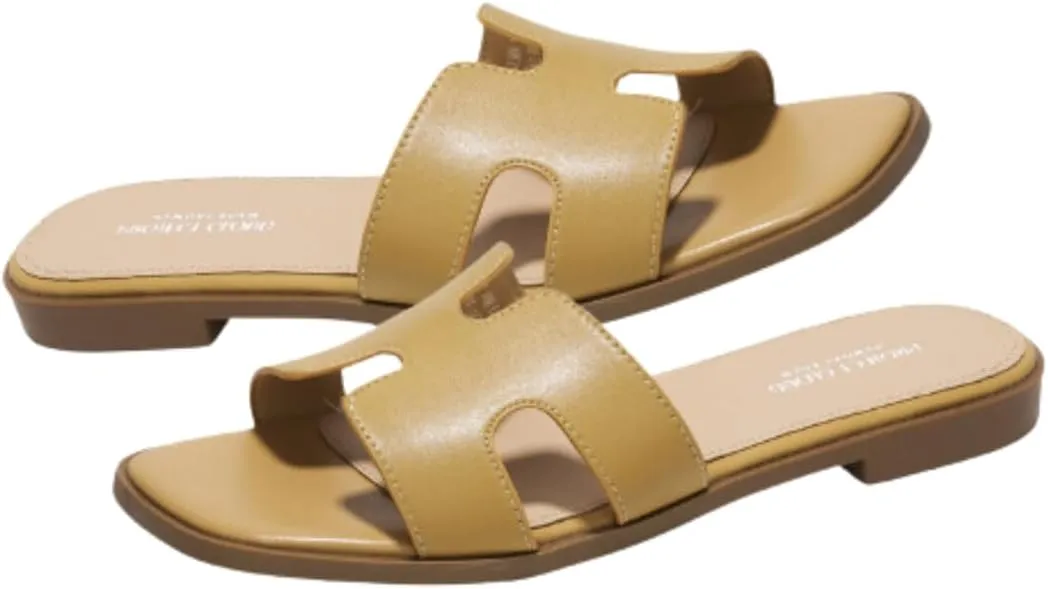 Project Cloud Genuine Leather Summer Sandals for Women 2025 - Fashion Flat Womens Sandals with Memory Foam Insole Slides Sandals Women Footwear - Mules Women's Sandals (Jannel)