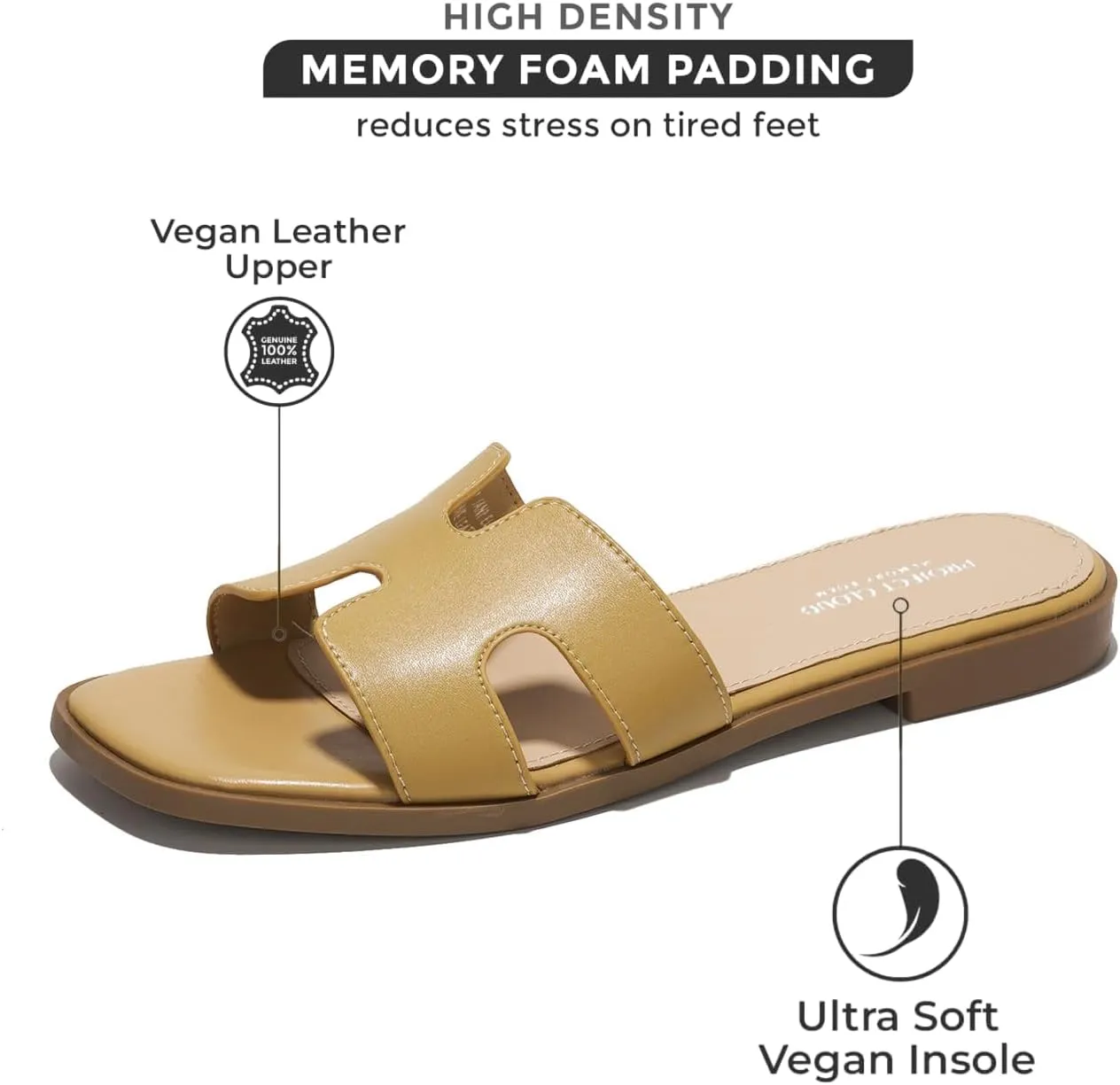 Project Cloud Genuine Leather Summer Sandals for Women 2025 - Fashion Flat Womens Sandals with Memory Foam Insole Slides Sandals Women Footwear - Mules Women's Sandals (Jannel)