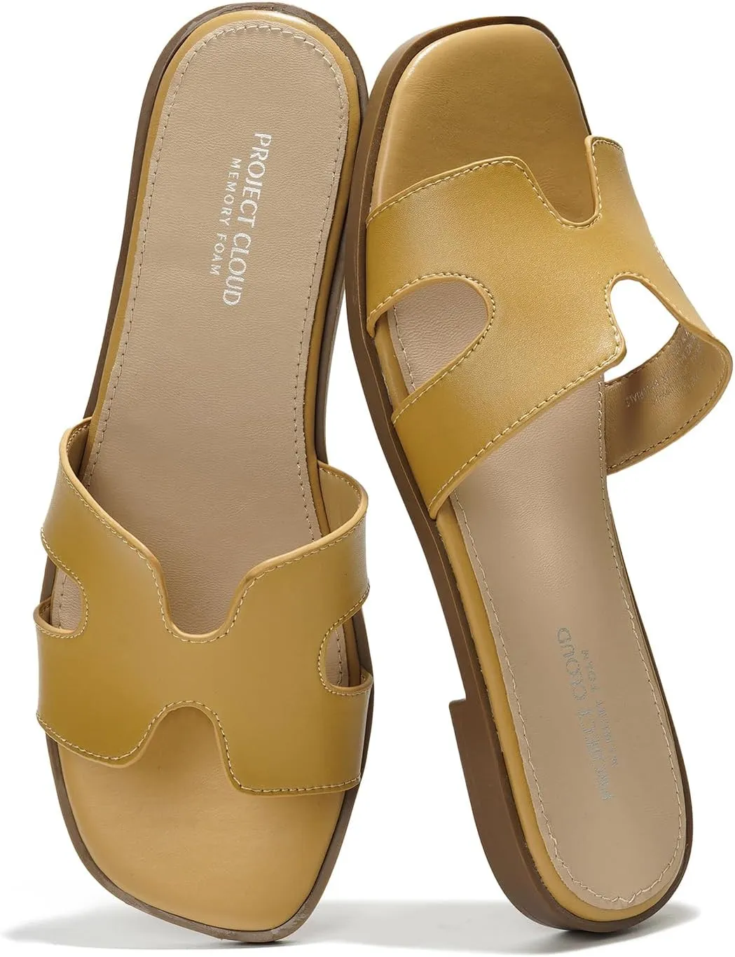 Project Cloud Genuine Leather Summer Sandals for Women 2025 - Fashion Flat Womens Sandals with Memory Foam Insole Slides Sandals Women Footwear - Mules Women's Sandals (Jannel)