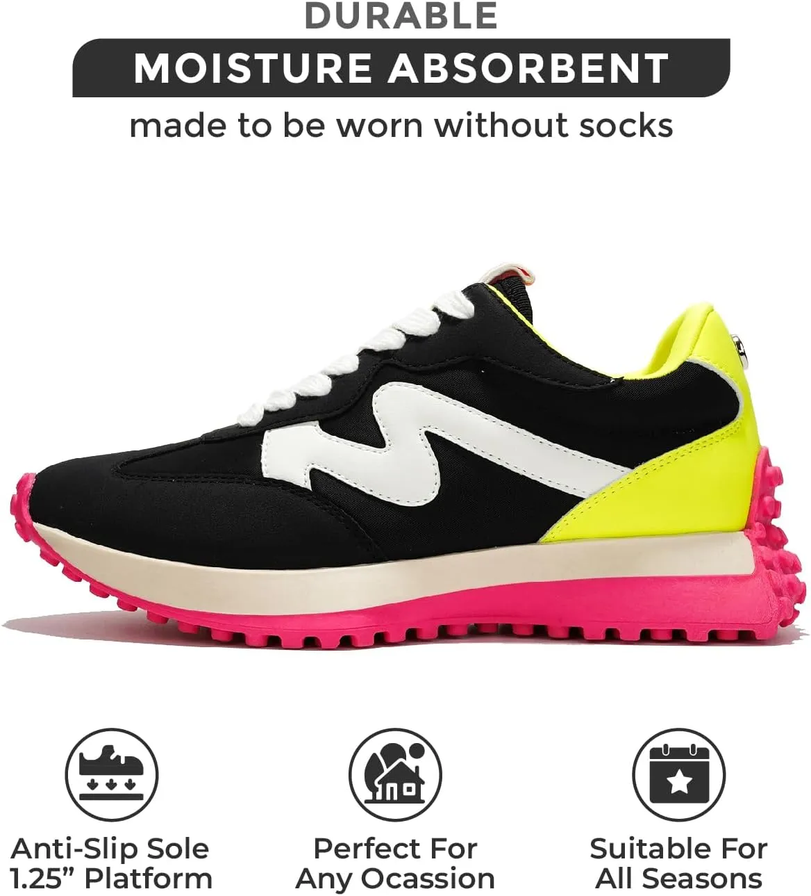 Project Cloud Trendy Sneakers for Women - Memory Foam and Non-Slip Comfortable Casual Ladies Shoes for Womens Fashion Sneakers - Lightweight Lace-up Shoes (Lecco)