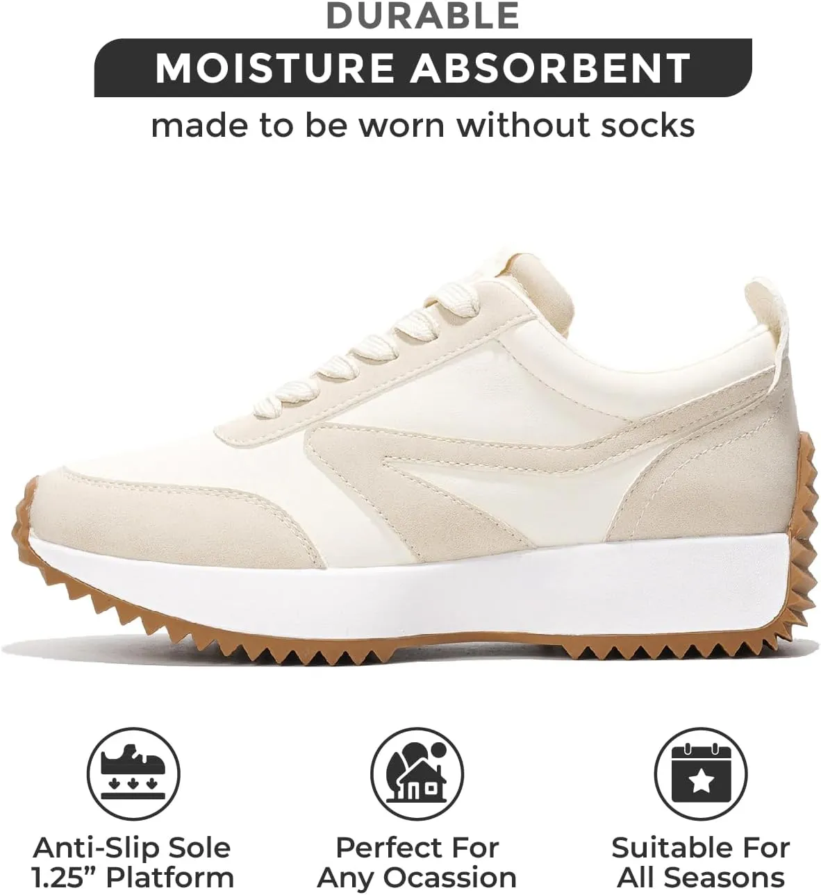 Project Cloud Womens Sneakers - Memory Foam Insole and Lightweight Spring Shoes - Non-Slip Lace Up Trendy Shoes - Fashion Sneakers for Women 2025