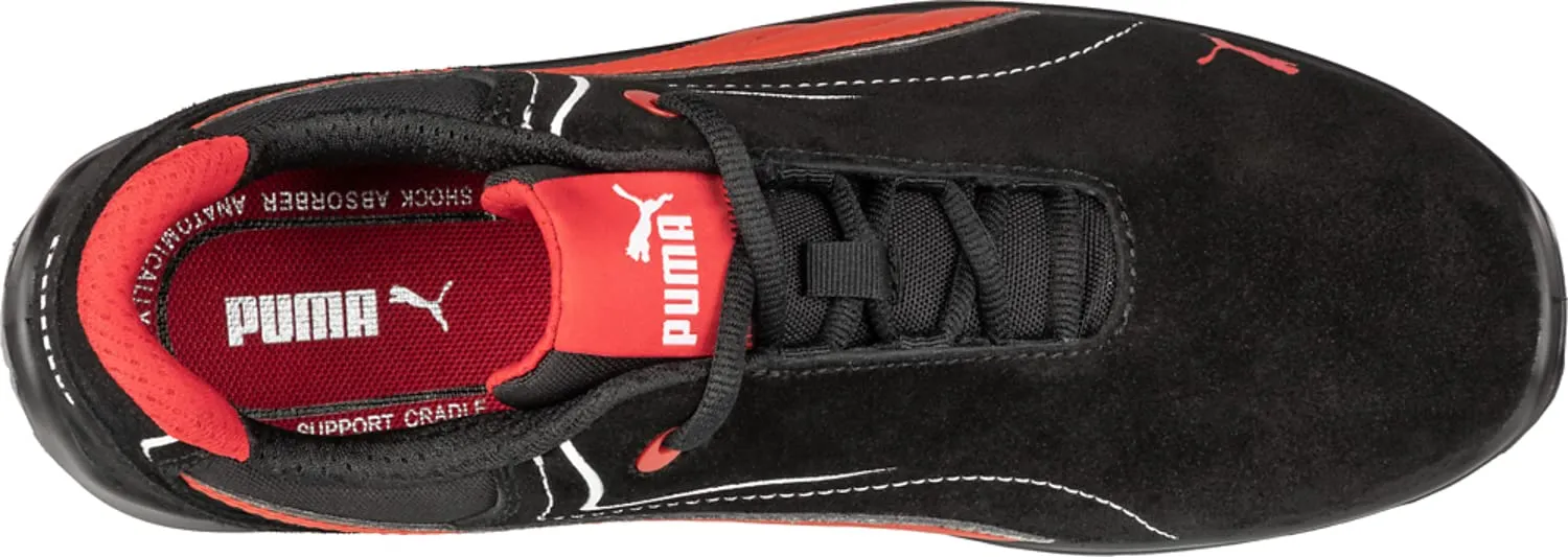 PUMA Men's Touring Suede Low Industrial Shoe, Black-red, 9.5