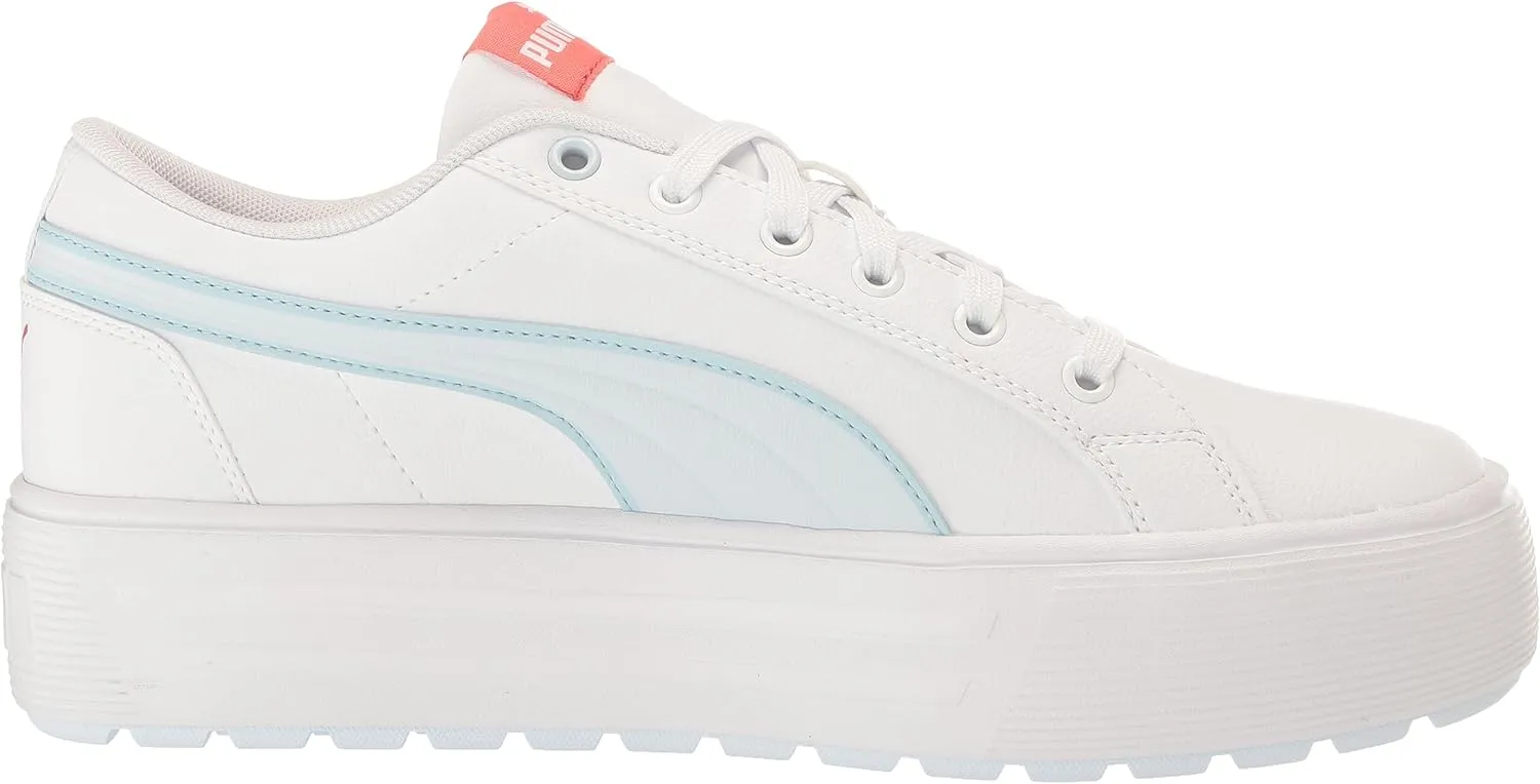 PUMA Women's Kaia 2.0 Mid Shoes, White-ICY Blue-Electric Blush, 11