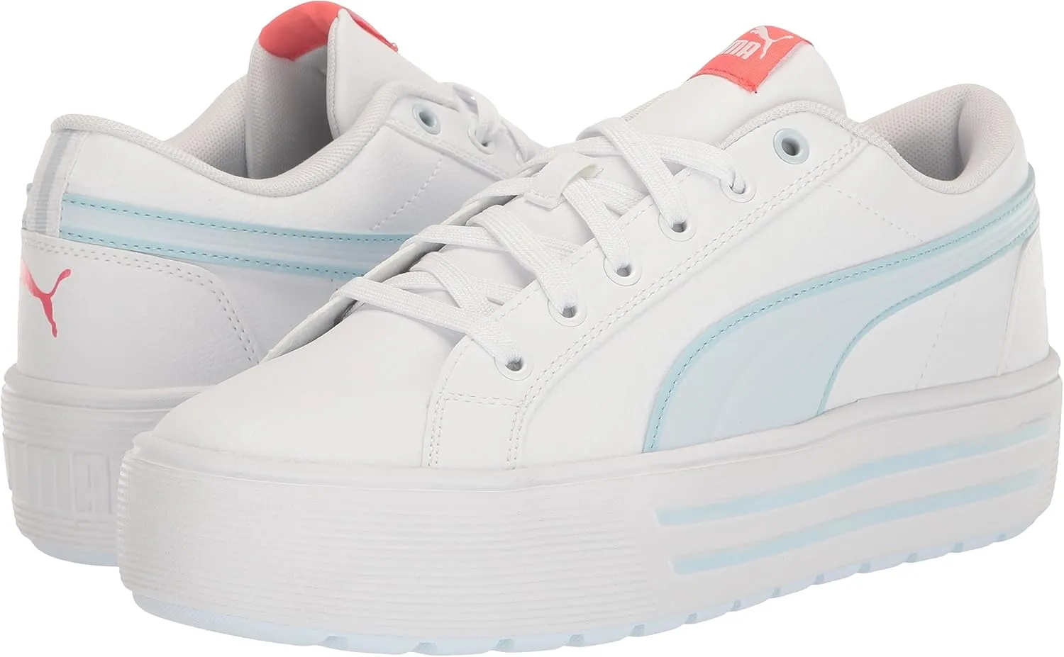 PUMA Women's Kaia 2.0 Mid Shoes, White-ICY Blue-Electric Blush, 11