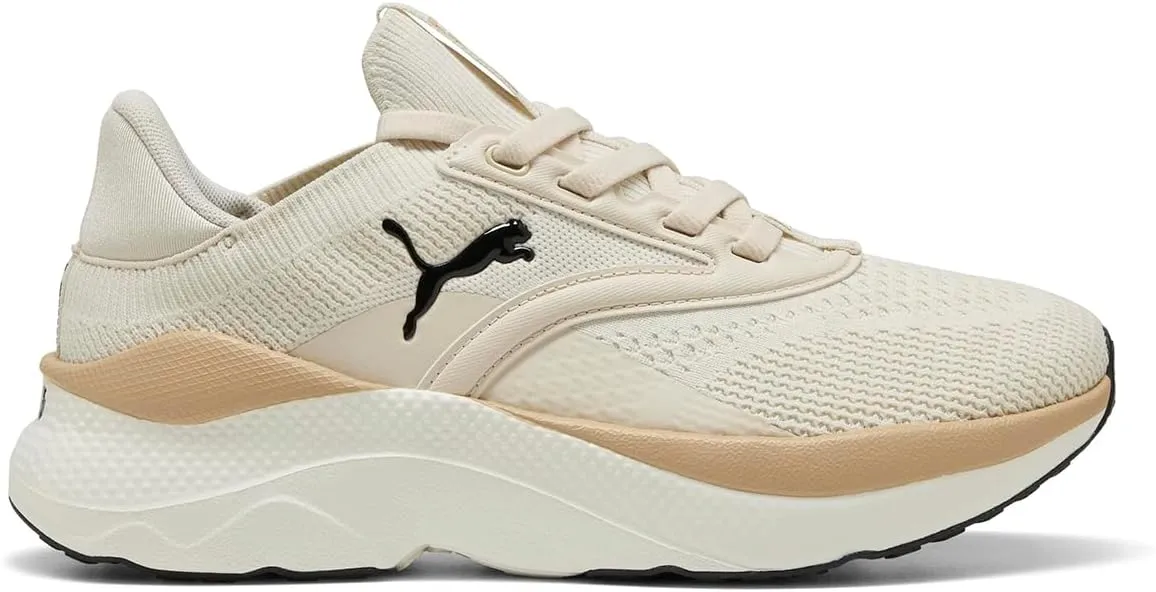 PUMA Women's Softride Mayve WN's Street Running Shoe, Alpine Snow Warm White PUMA Black, 6 Women