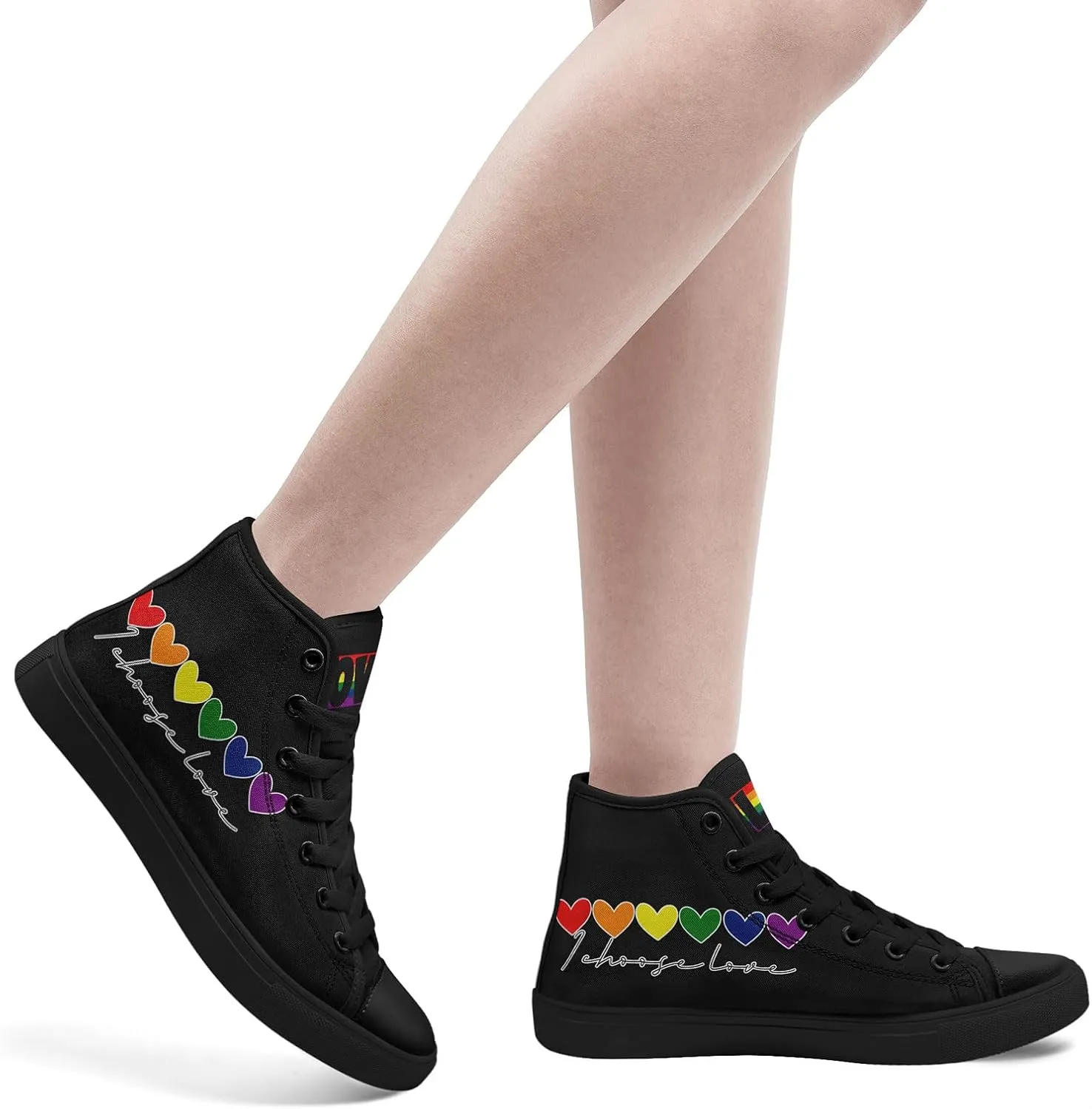 Rainbow High-Top Canvas Sneakers – Stylish Lace-Up Shoes for Men & Women, Lightweight Casual Footwear, Equality Gift
