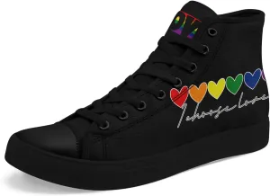 Rainbow High-Top Canvas Sneakers – Stylish Lace-Up Shoes for Men & Women, Lightweight Casual Footwear, Equality Gift