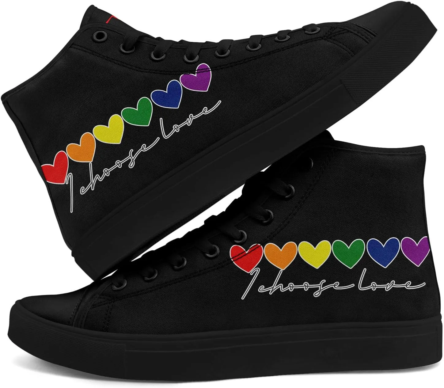 Rainbow High-Top Canvas Sneakers – Stylish Lace-Up Shoes for Men & Women, Lightweight Casual Footwear, Equality Gift
