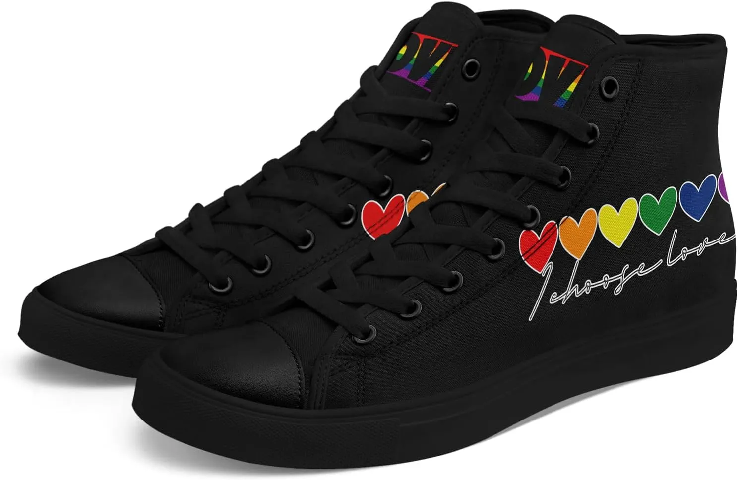 Rainbow High-Top Canvas Sneakers – Stylish Lace-Up Shoes for Men & Women, Lightweight Casual Footwear, Equality Gift