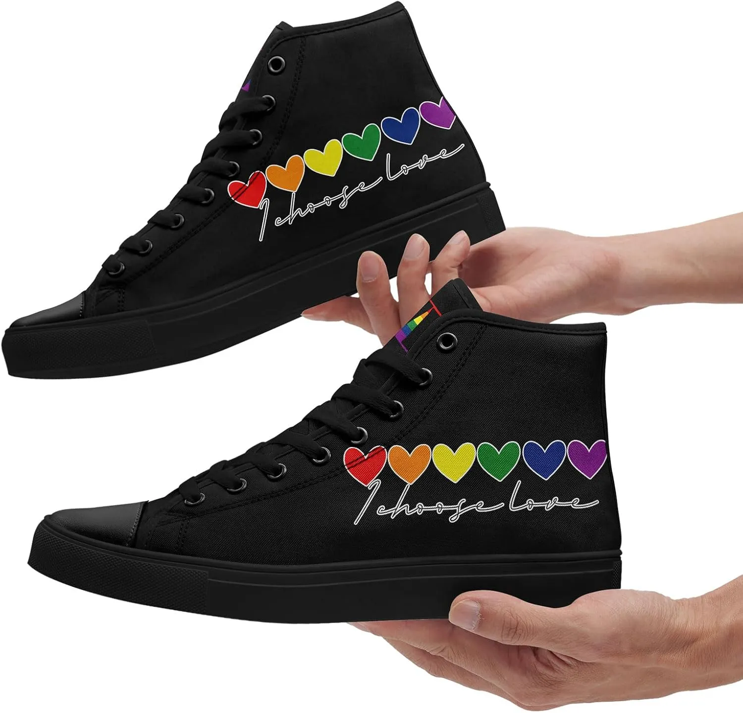 Rainbow High-Top Canvas Sneakers – Stylish Lace-Up Shoes for Men & Women, Lightweight Casual Footwear, Equality Gift
