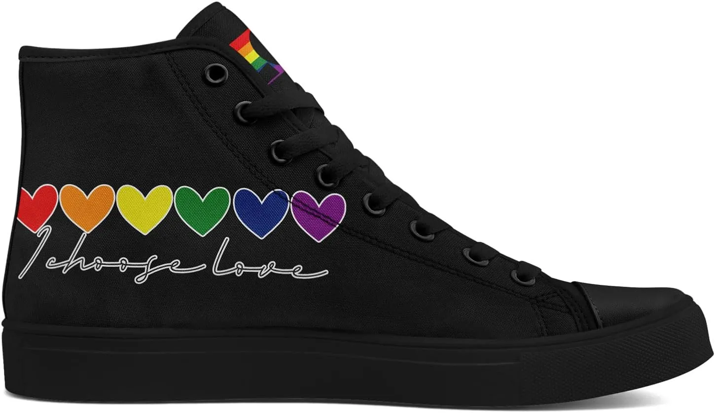 Rainbow High-Top Canvas Sneakers – Stylish Lace-Up Shoes for Men & Women, Lightweight Casual Footwear, Equality Gift