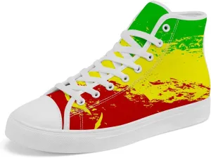 Rasta High Top Canvas Shoes for Men Women Jamaica High Top Sneakers Lace Up Casual Shoes Gifts for Dad Mom