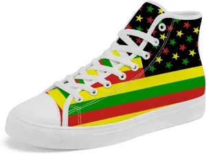 Rasta High Top Canvas Shoes for Men Women Jamaica High Top Sneakers Lace Up Casual Shoes Gifts for Dad Mom