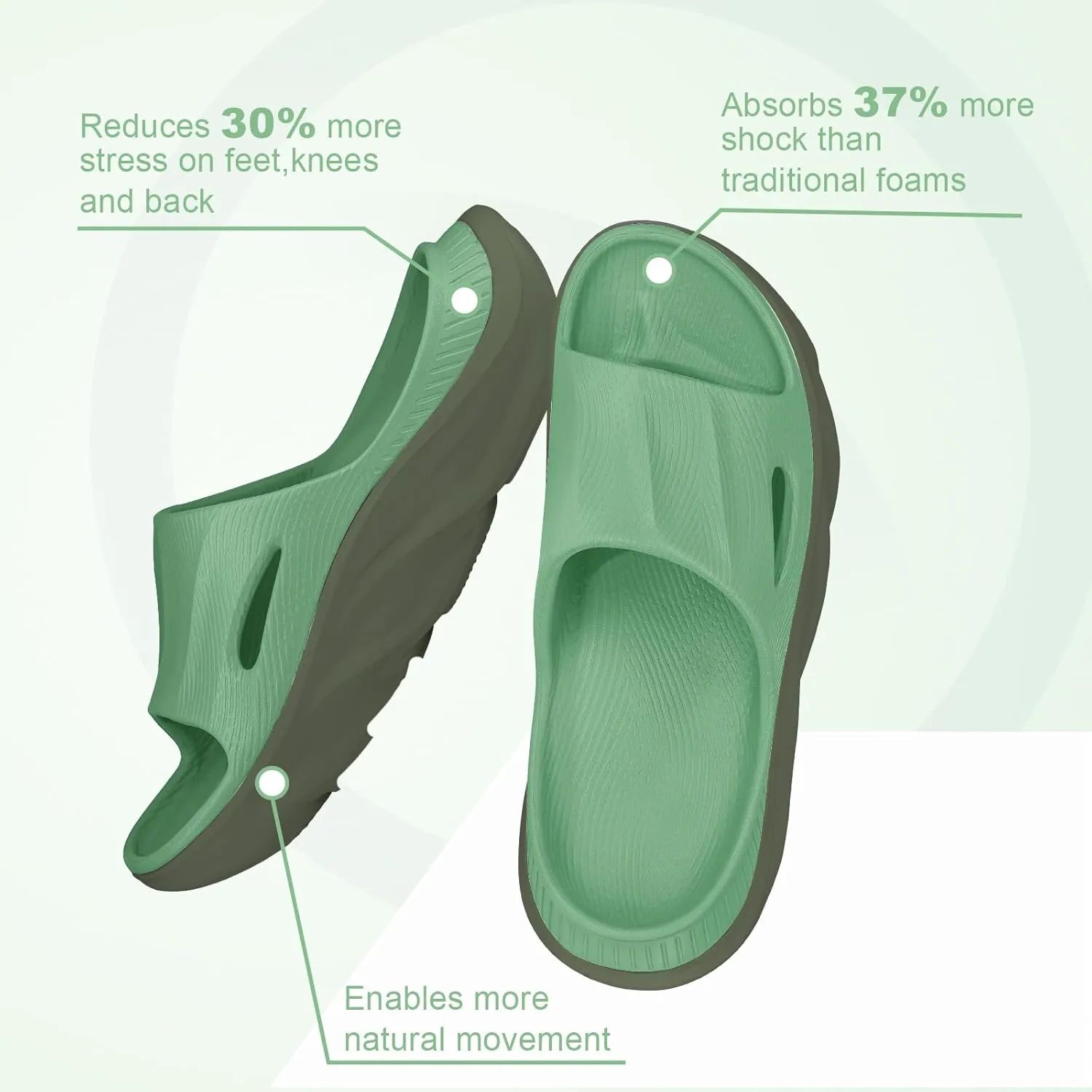 Recovery Slides for Men and Women - Orthopedic Sandals with Arch Support & Thick Cushion, Plantar Fasciitis Slippers, Lightweight Non-Slip Slides for Post-Workout Recovery