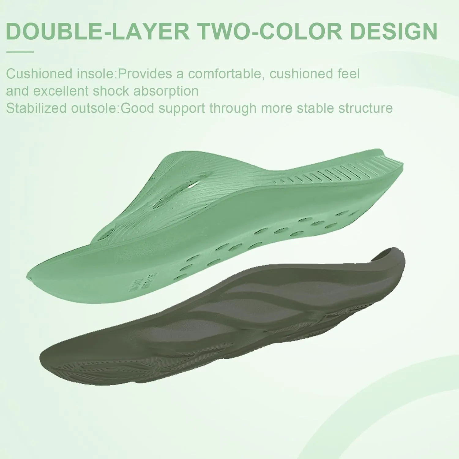 Recovery Slides for Men and Women - Orthopedic Sandals with Arch Support & Thick Cushion, Plantar Fasciitis Slippers, Lightweight Non-Slip Slides for Post-Workout Recovery