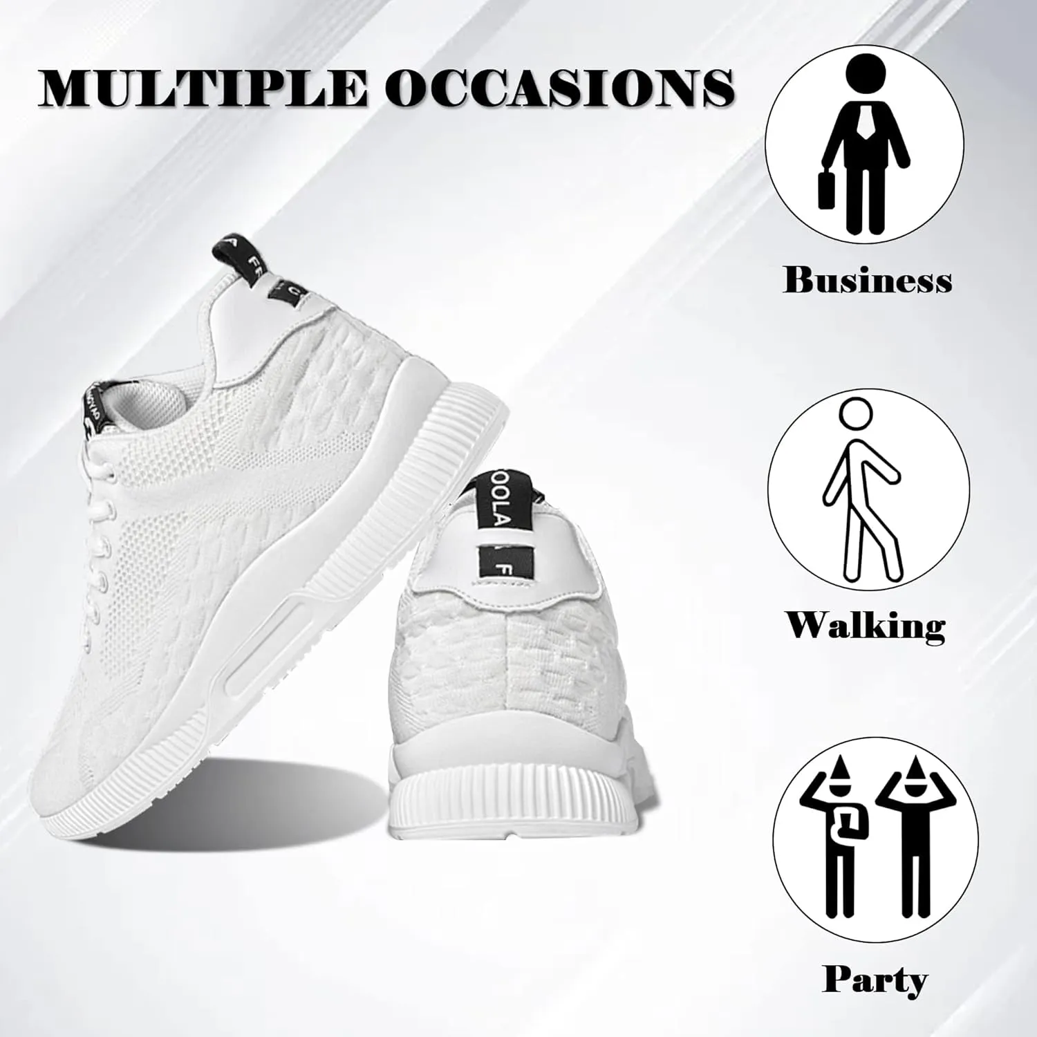 Recyphi Men's Invisible Height Increasing Elevator Shoes Lightweight Sport Shoes Height-Boosting Fashion Sneakers 2.4'' Taller