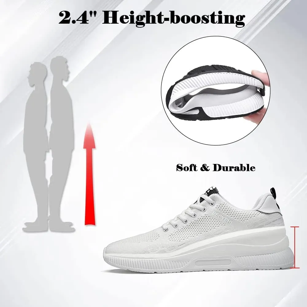 Recyphi Men's Invisible Height Increasing Elevator Shoes Lightweight Sport Shoes Height-Boosting Fashion Sneakers 2.4'' Taller