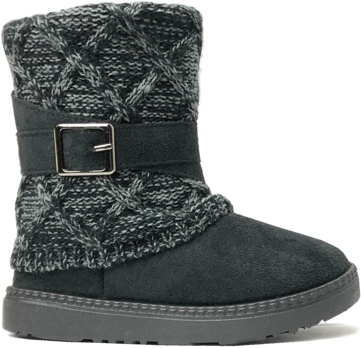 REDVOLUTION Kids Boots Toddler Girls Cute 2 Buttons || Rhinestone Faux Fur Suede Knitting Shoe