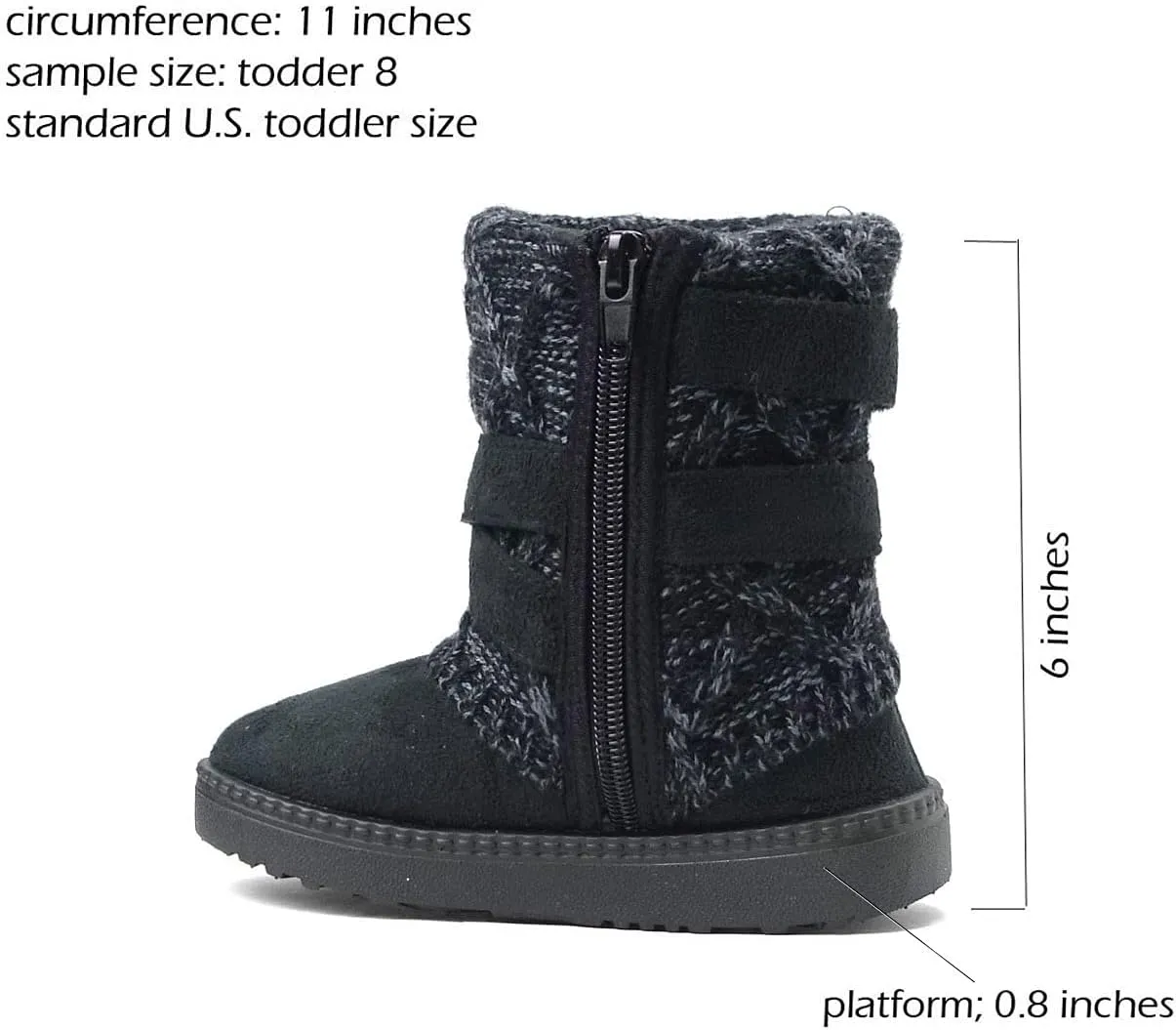 REDVOLUTION Kids Boots Toddler Girls Cute 2 Buttons || Rhinestone Faux Fur Suede Knitting Shoe