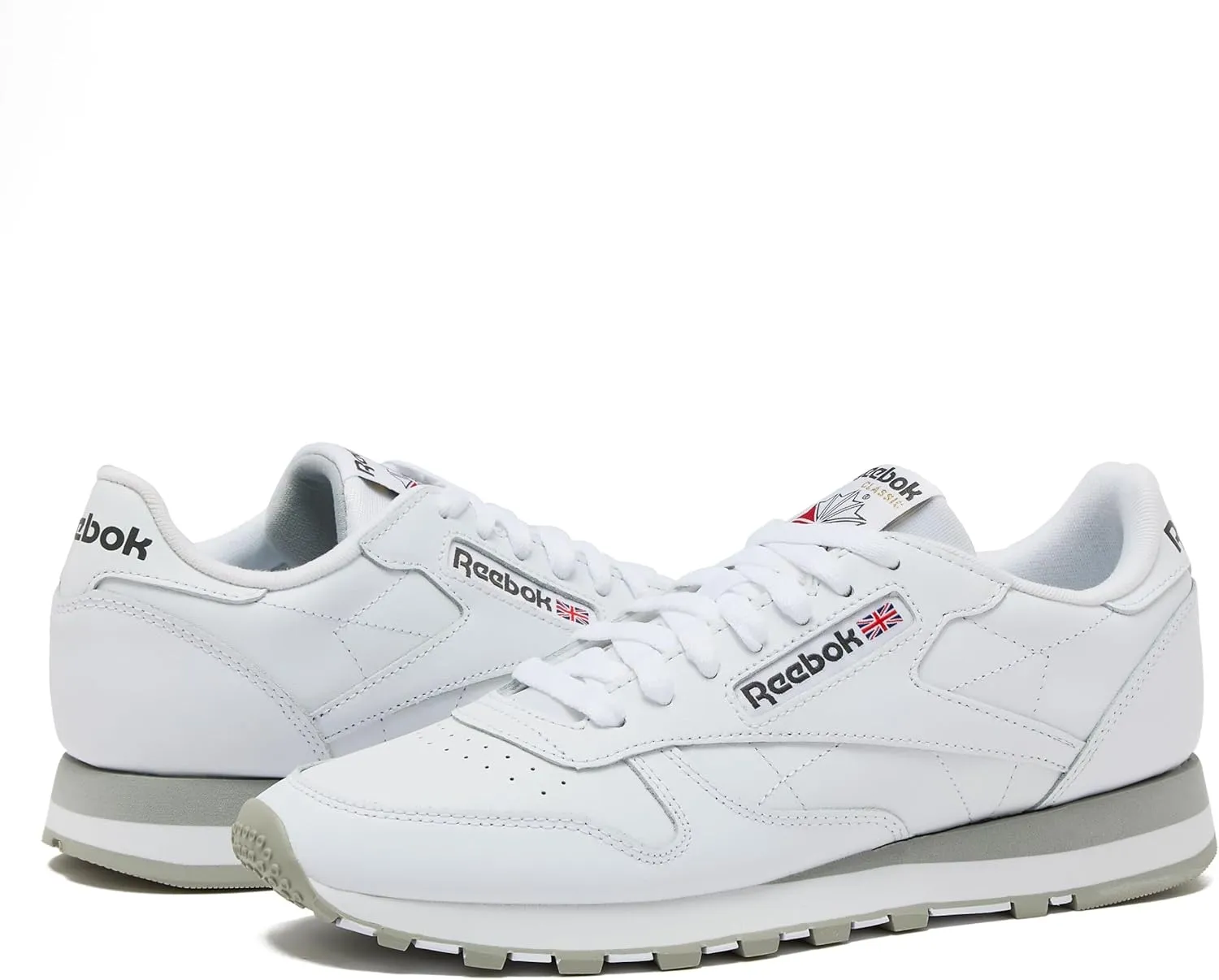 Reebok Classic Leather Sneakers for Men - Black or White Tennis Mens Shoes Size 6 to 18