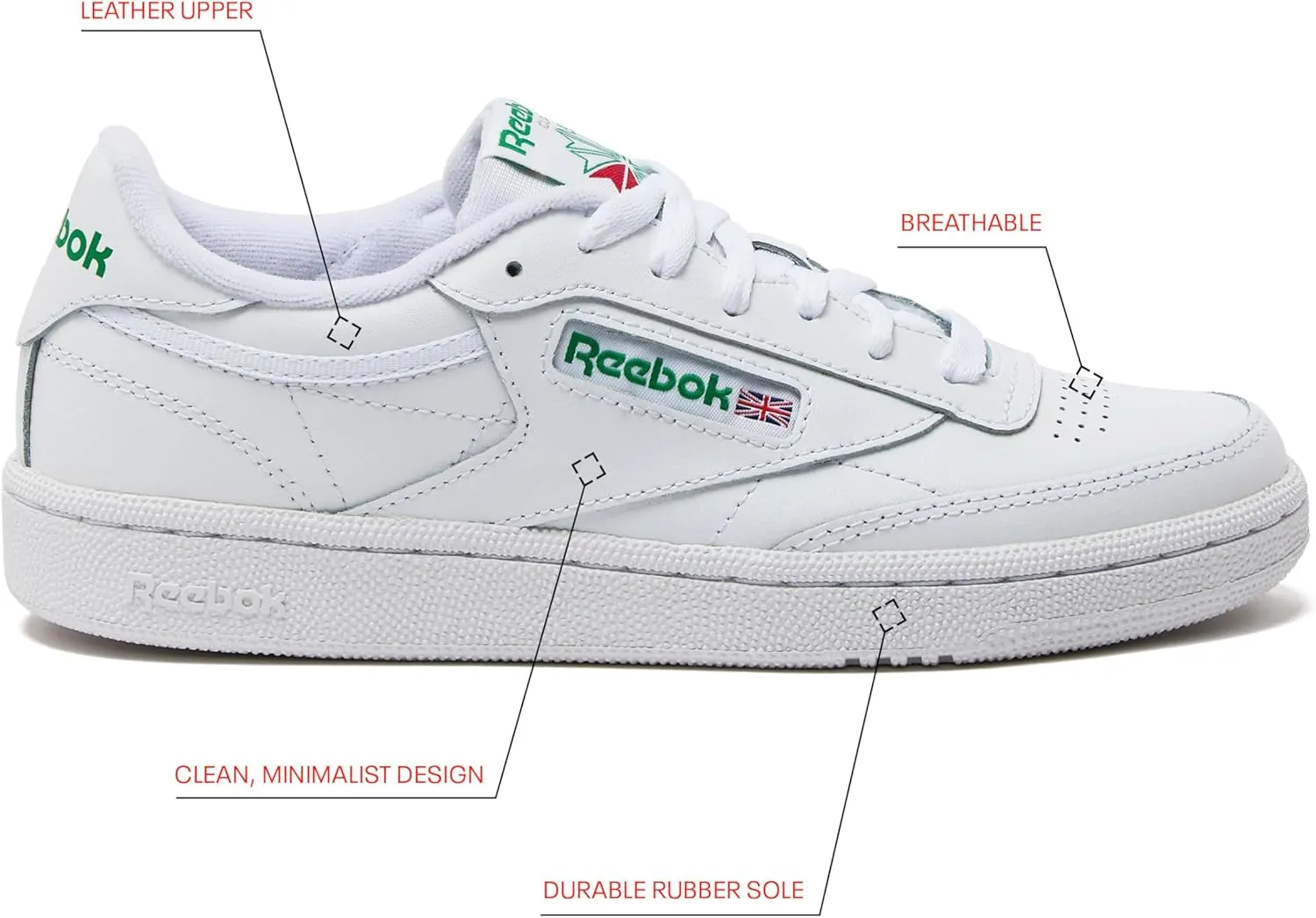 Reebok Club C 85 Tennis Shoes for Women - White Womens Sneakers