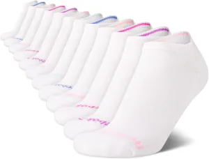 Reebok Girls' 12 Pack Performance Cushion Comfort No Show Socks - Breathable Active Socks for Girls (4-10) - Pink